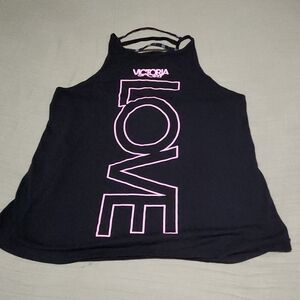 Victoria's Secret Sport Athletic Wear Black Tank Top with Pink LOVE Graphic